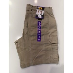 CAT Men's Cargo Shorts 40 Beige Cotton Blend Flat Front Workwear 1981304